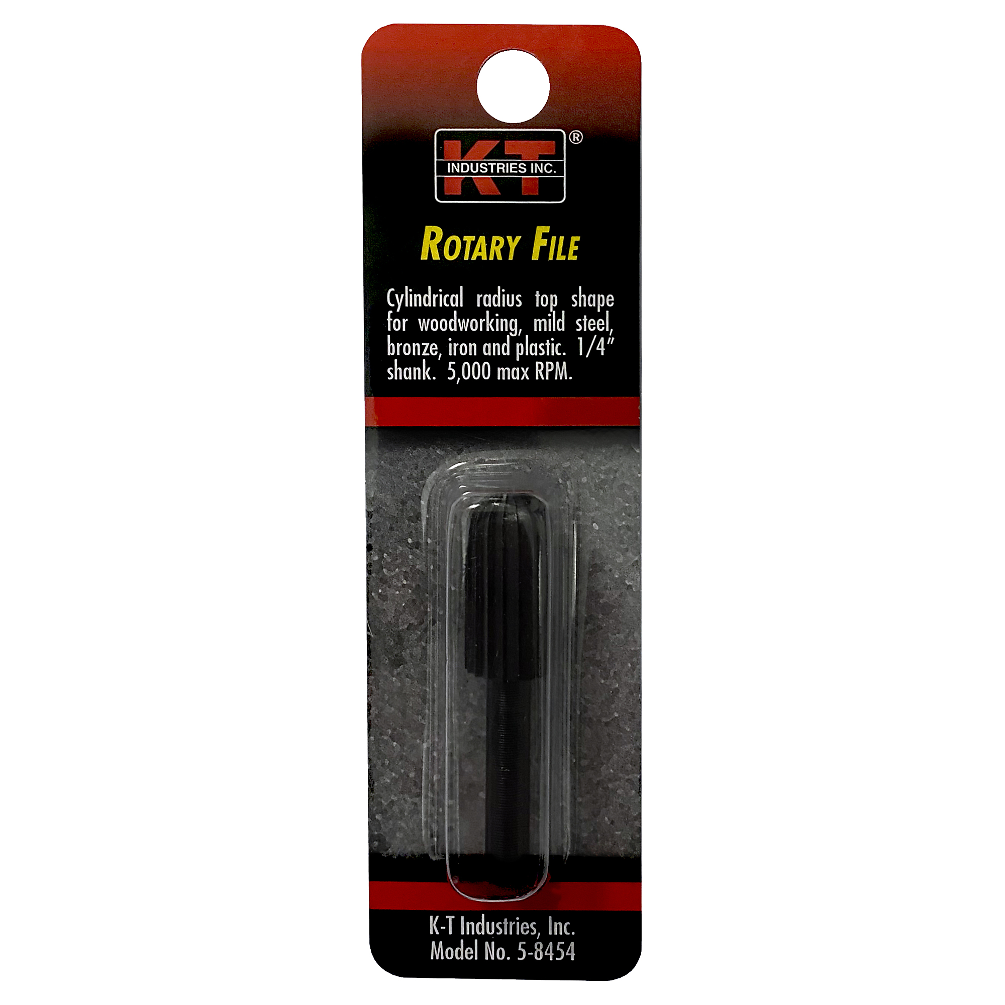 K-T Industries Cylindrical Round Top File — Hardened Steel, 1/4in. Shank, Model# 5-8454